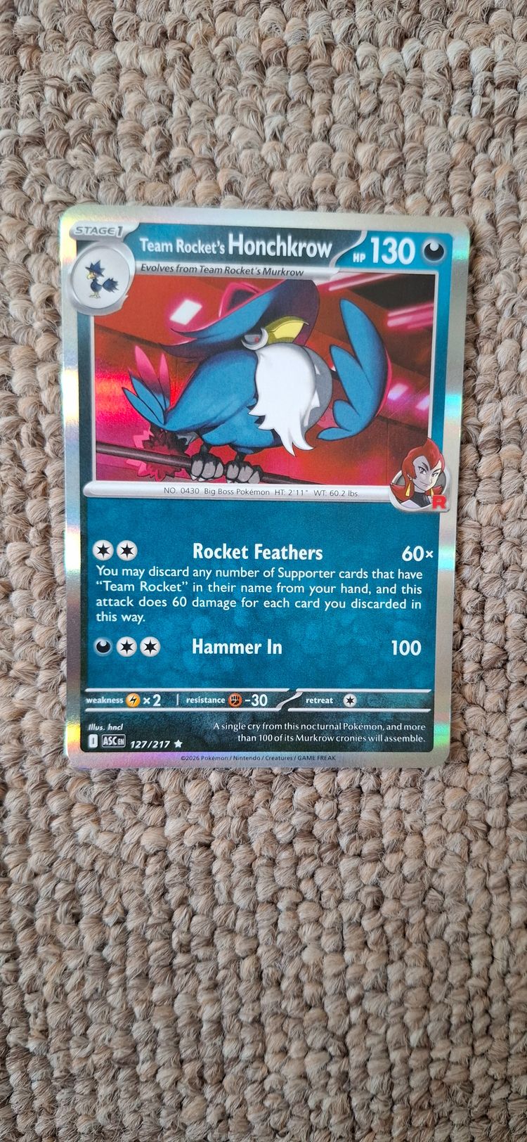 Other Team Rocket'S Honchkrow Trading Card product image