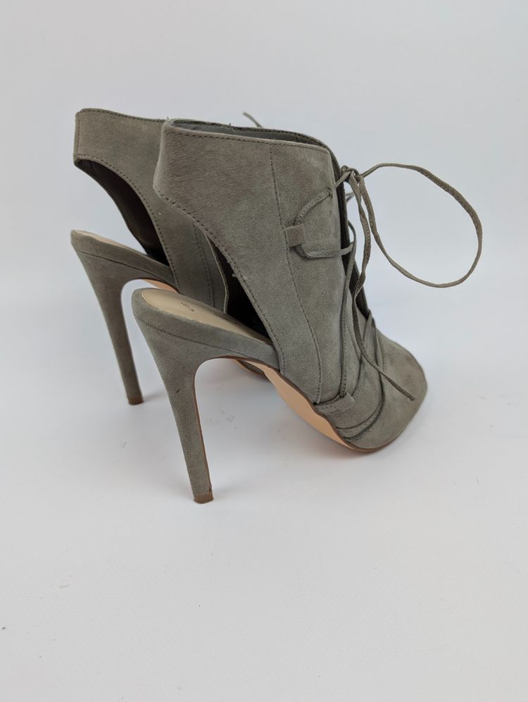 Szare zamszowe sandały botki New Look 37 bdb szpilki wiązane peep toe boho rzymianki 2