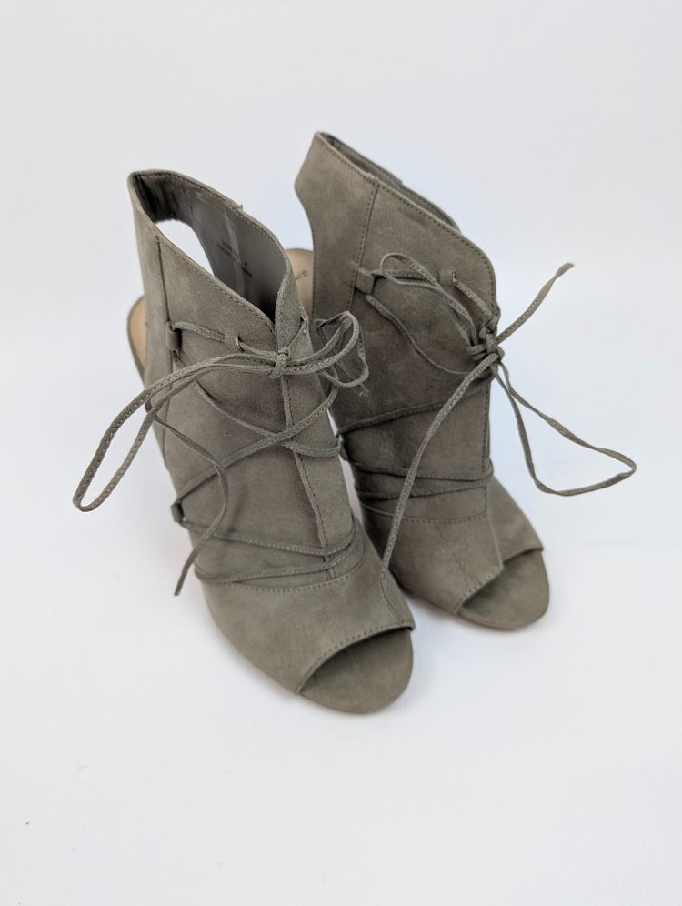 Szare zamszowe sandały botki New Look 37 bdb szpilki wiązane peep toe boho rzymianki 3