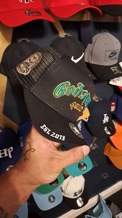 Black Mesh Trucker Cap With Colorful Embroidery