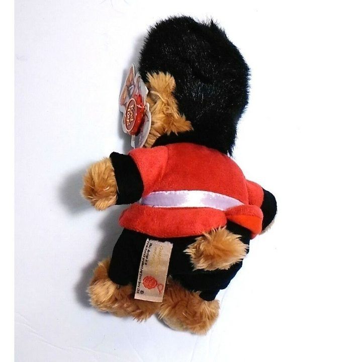 Plush Toy Dog In Red And Black Outfit imagen 2