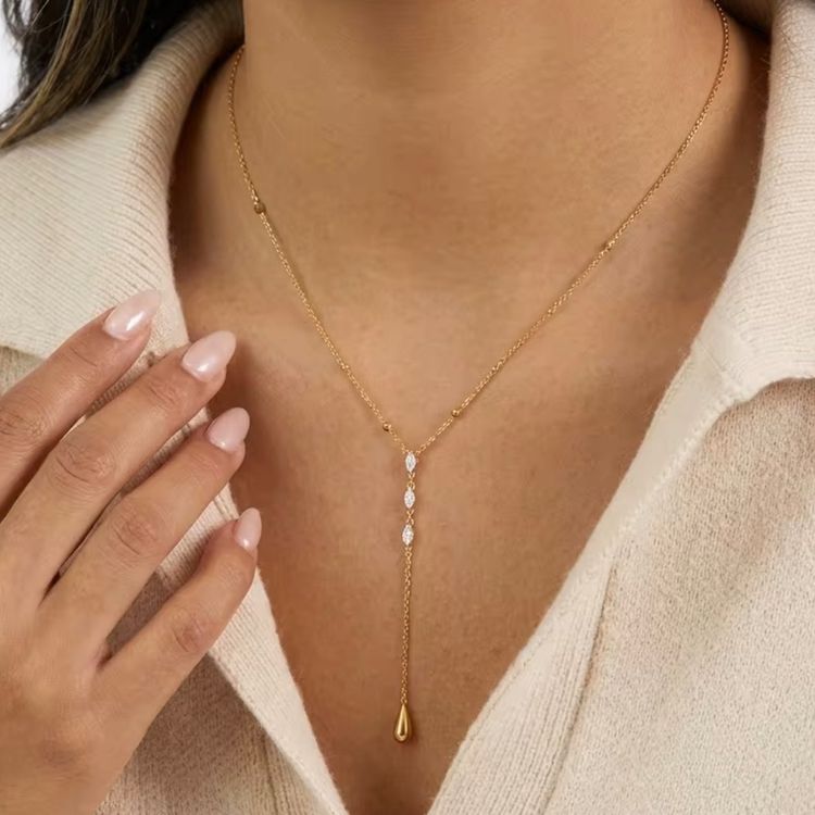 Gold Drop Pendant Necklace image 1