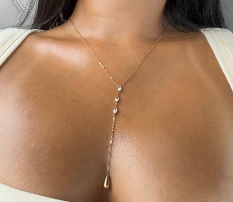 Gold Drop Pendant Necklace image 2