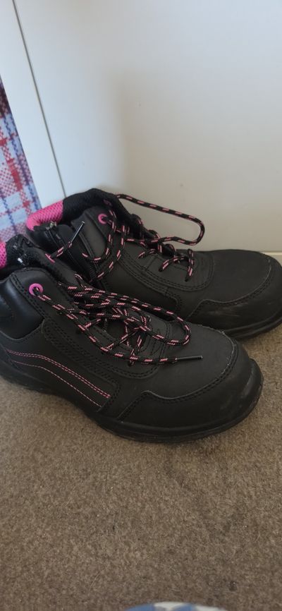 Black And Pink Safety Shoes