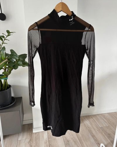 Atr Wear Black Mesh Long Sleeve Dress