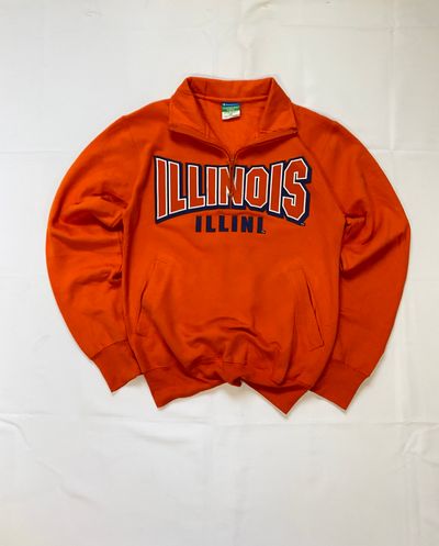 Champion Orange Illinois Illini Quarter Zip Sweatshirt (XS) 🍊