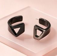 Black And Silver Open Cuff Rings image 1