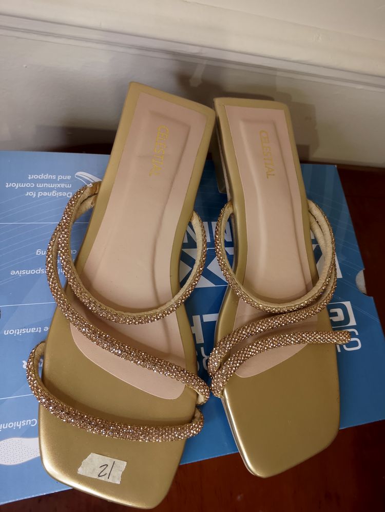 Gold Strappy Sandals obraz 2