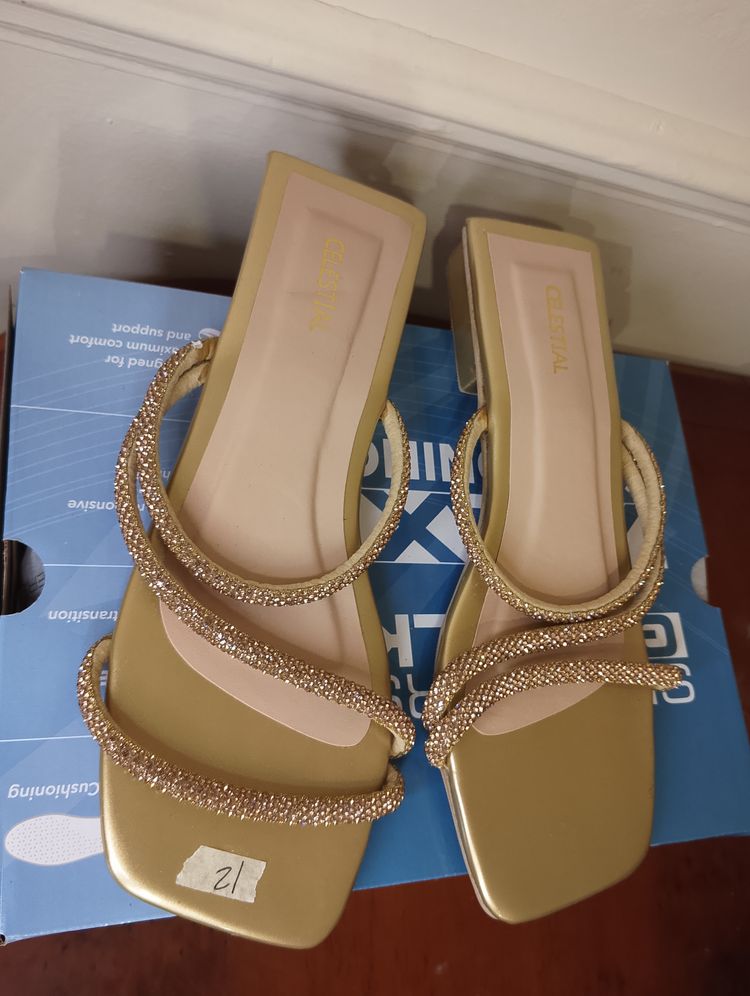 Gold Strappy Sandals obraz 4