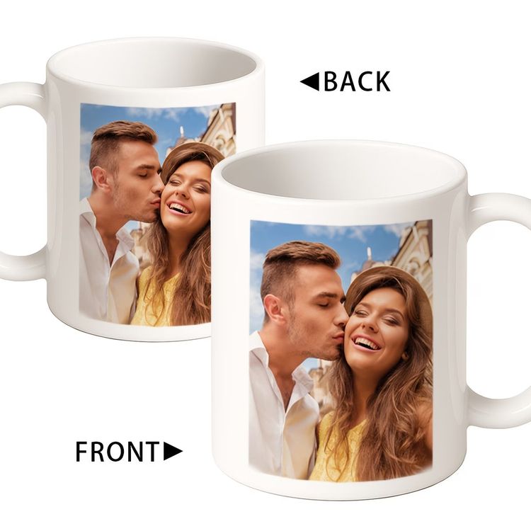 Personalized Custom Photo Memories Ceramic Coffee Mug – Personalized Picture Customization, Double-Sided Photo Print & Couple Novelty Cup (M1186)