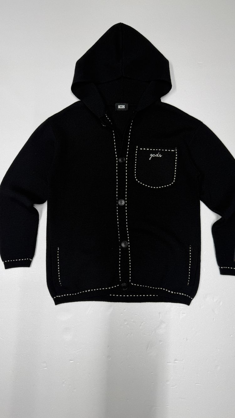 Gcds Black Hooded Cardigan L