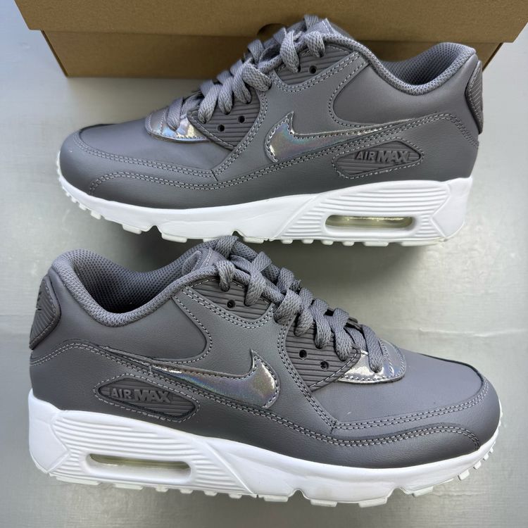 Nike Air Max 90 Size UK 5 LTR Gunsmoke Grey White Kids Trainers 833376-012 image 6