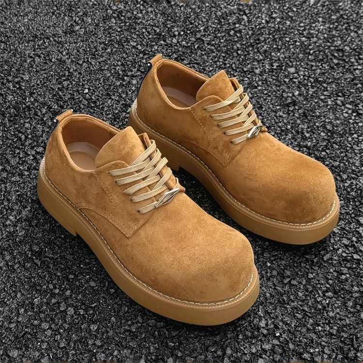 Brown Suede Lace-Up Shoes