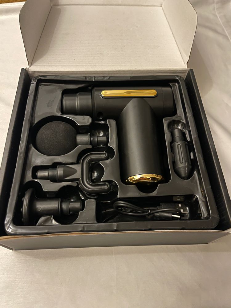 Black Handheld Massage Gun With Attachments