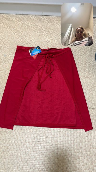 Swim Red Skirt With Drawstring Waist