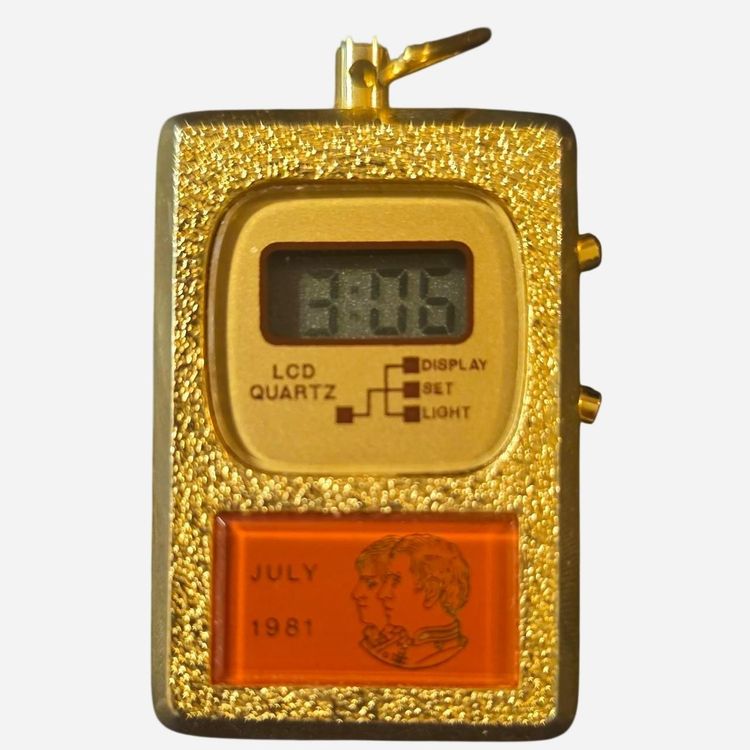 Gold plated Charles and Diana Digital Lcd Quartz Pendant Watch
