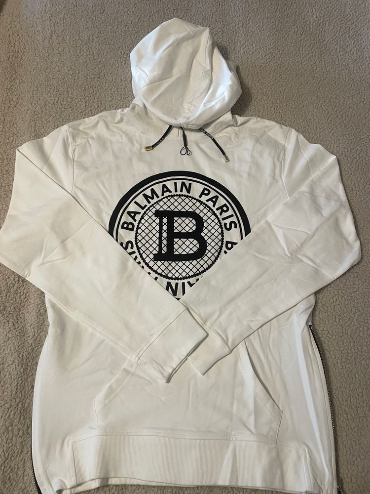 Balmain Paris White Hoodie