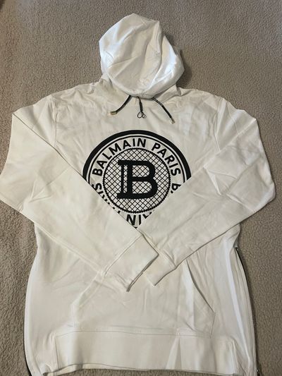 Balmain Paris White Hoodie