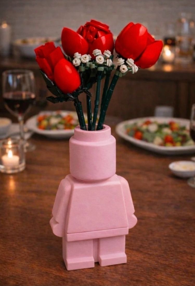 Pink Lego-Style Vase