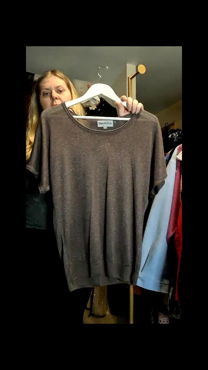 Bronze 56K Mary Portas - top -Size 10 - grey with bronze - preloved - short sleeve  product image