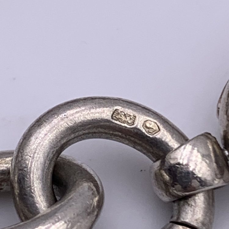 Bracciale Gucci in argento sterling 925 a catena Rolo con due piastrine a osso obraz 5