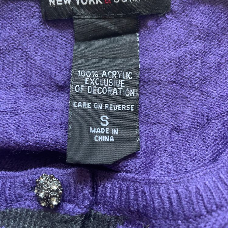 90’s Prep Purple Sparkly Argyle Cardigan Sweater image 6