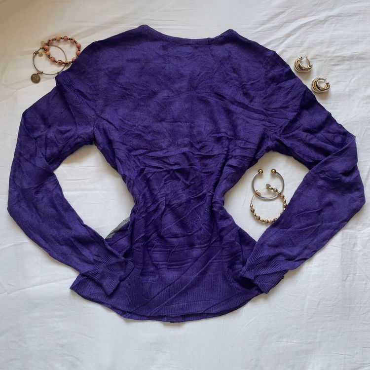 90’s Prep Purple Sparkly Argyle Cardigan Sweater image 3