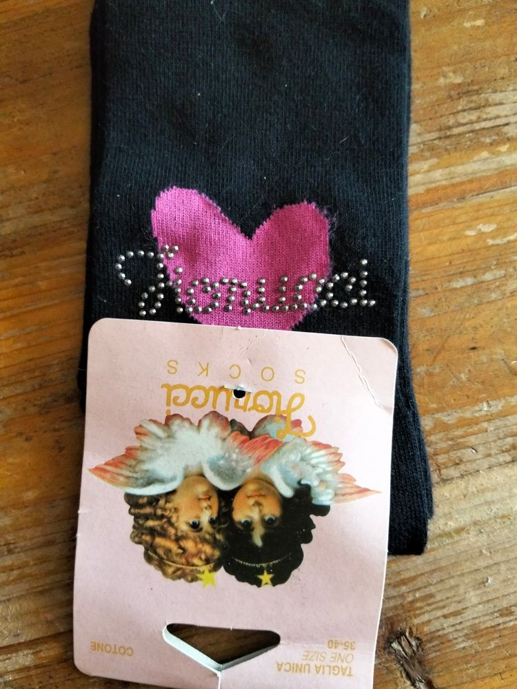 Black Socks With Pink Hearts Fiorucci  image 1