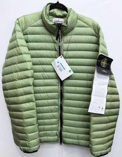 Stone Island Green Woven Down Puffer Jacket