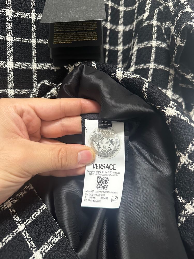 Versace Checked Wool Dress image 6