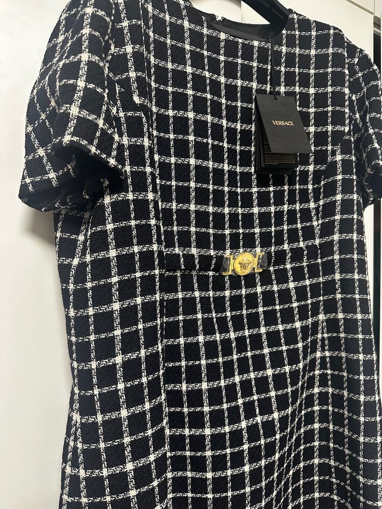 Versace Checked Wool Dress image 7