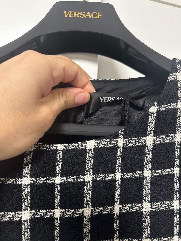 Versace Checked Wool Dress image 3