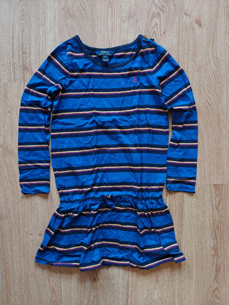 Polo Ralph kids dress (8-10) Lauren Striped Long Sleeve Dress