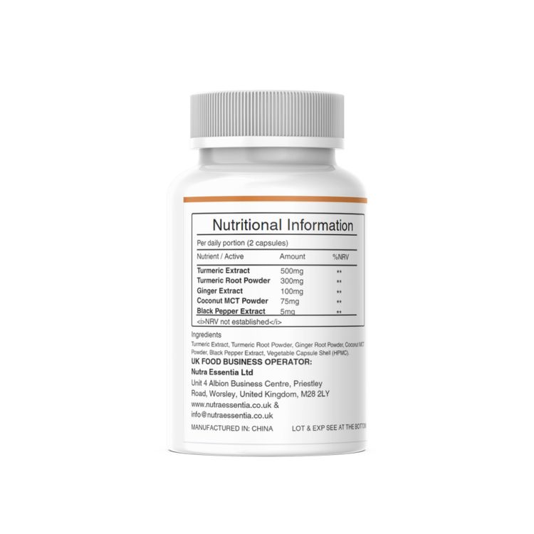 Nutra Essentia Turmeric Curcumin Complex Vegan Capsules obraz 4