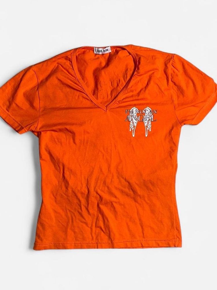 Orange V-Neck T-Shirt