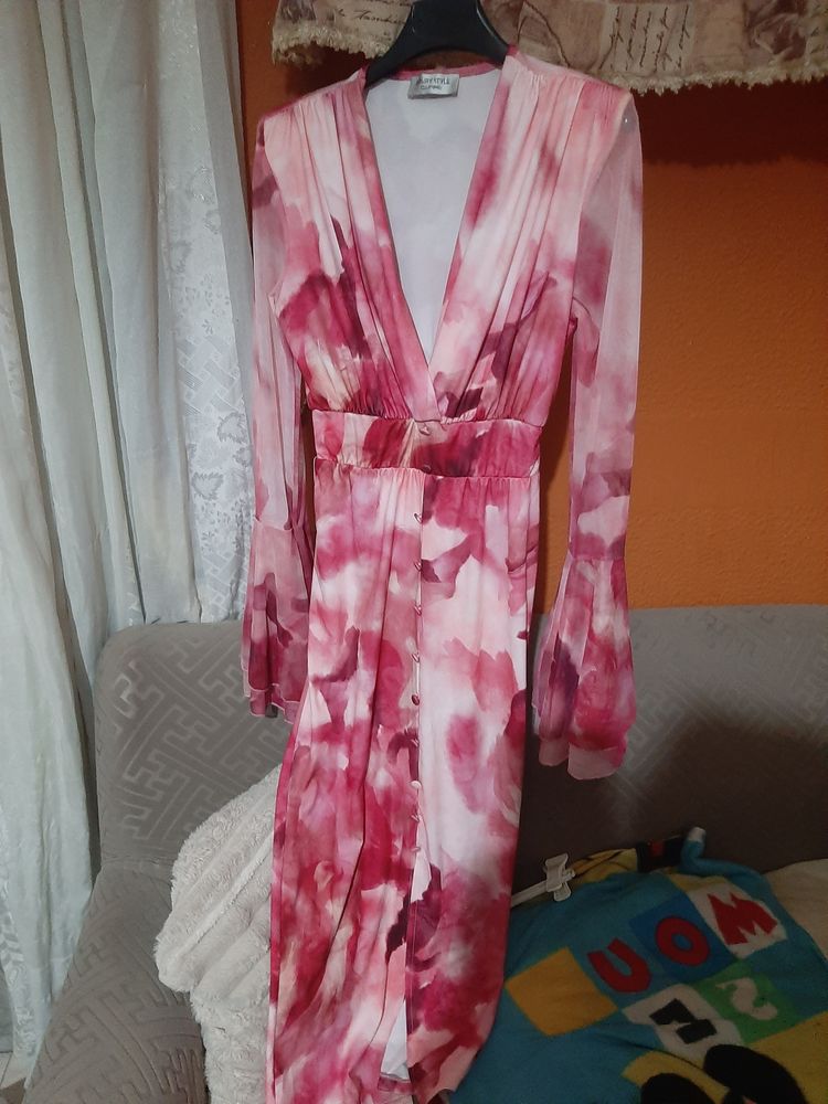 Victoria's Secret PINK pink and white floral long sleeve dress product image