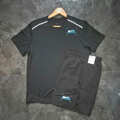 Nike Black Miler And Shorts Set