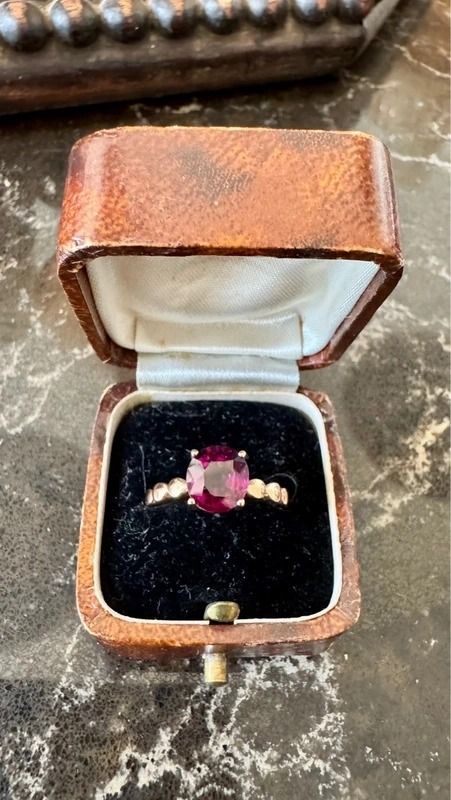 Ring With Purple Gemstone In Vintage Box image 2