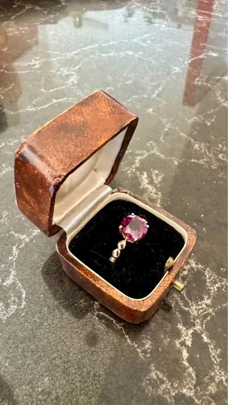 Ring With Purple Gemstone In Vintage Box image 1