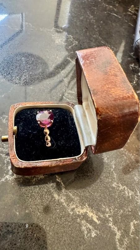 Ring With Purple Gemstone In Vintage Box image 3