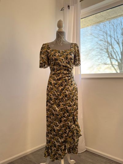 Grlnmind Floral Ruched Midi Dress