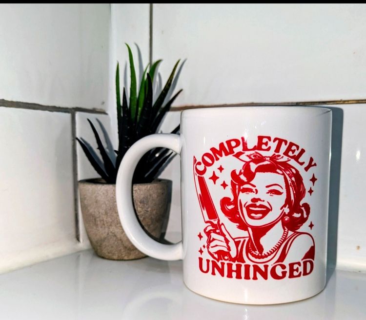 White Ceramic Mug With Red Print