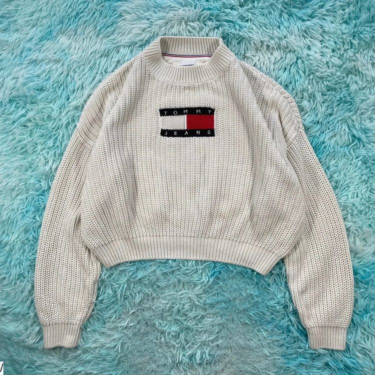 Tommy Hilfiger White Tommy Jeans Knitted Jumper Flag - Small product image