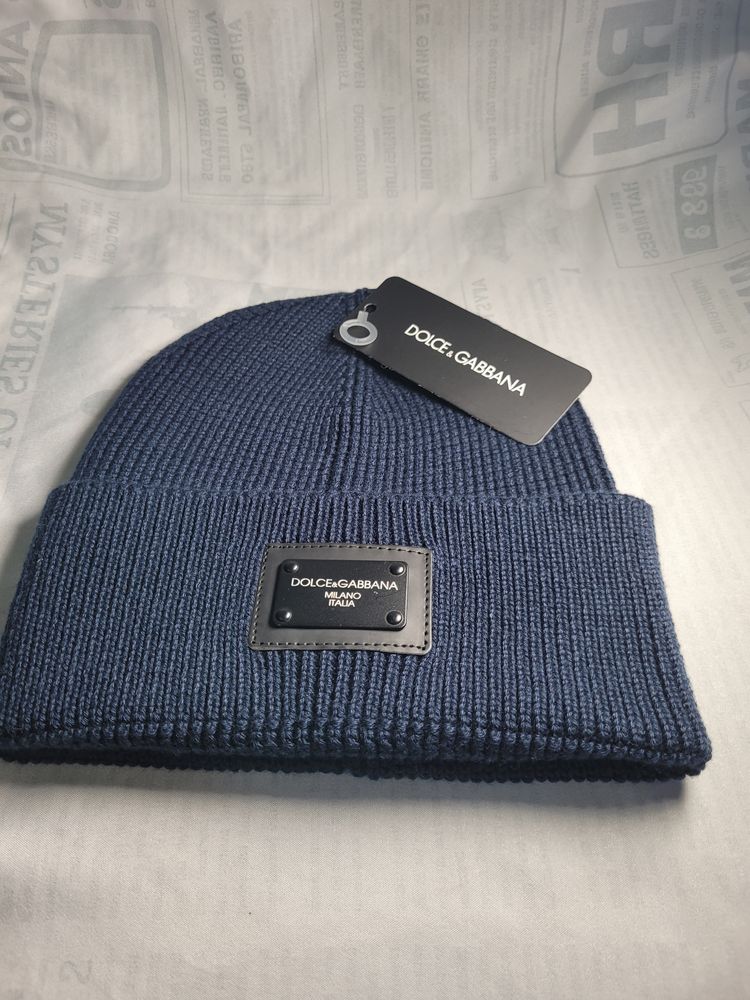 Dolce & Gabbana Navy Blue Knit Beanie image 2