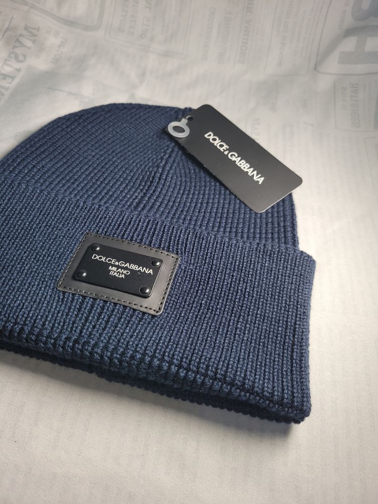 Dolce & Gabbana Navy Blue Knit Beanie image 1