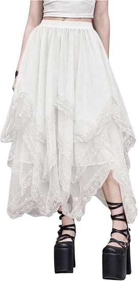 White Layered Lace Trim Skirt image 3