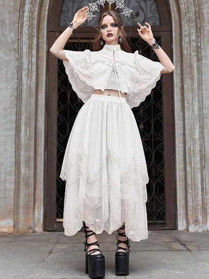 White Layered Lace Trim Skirt image 5