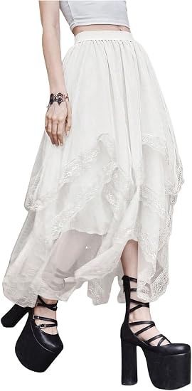 White Layered Lace Trim Skirt image 4