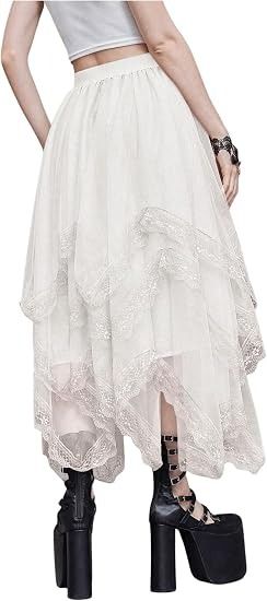 White Layered Lace Trim Skirt image 2