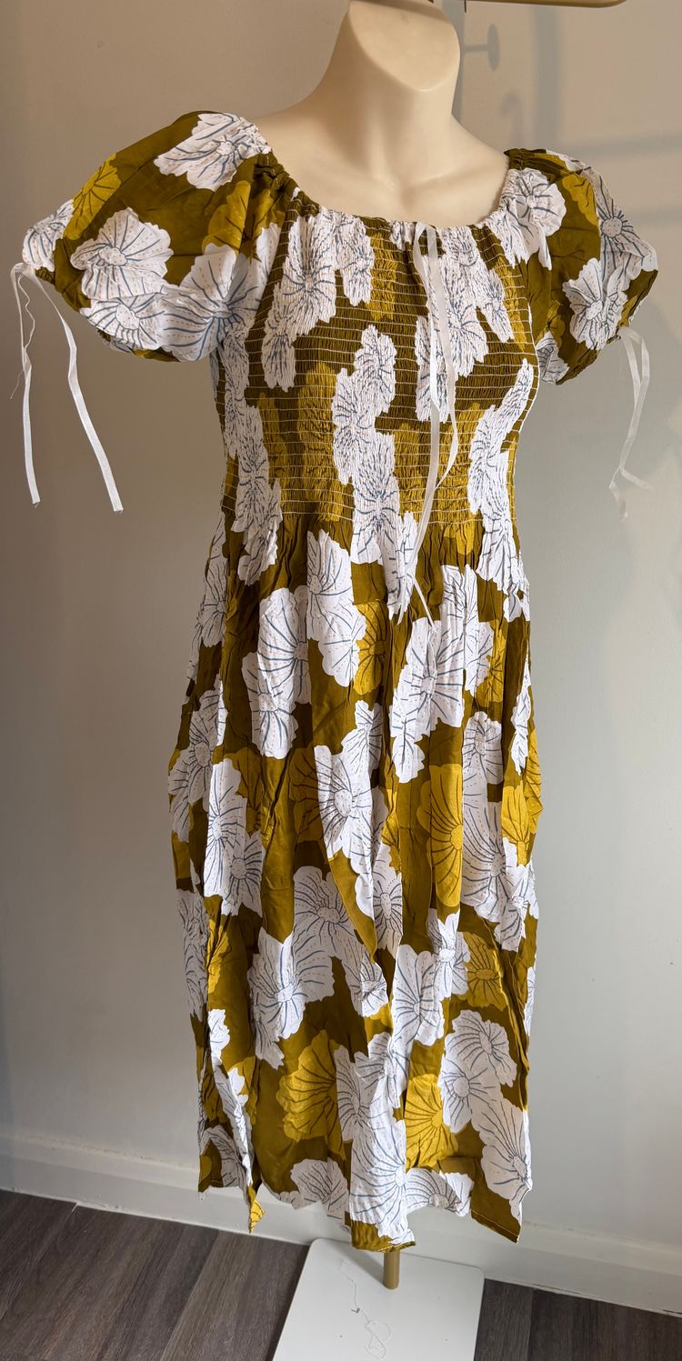 Yellow And White Floral Dress